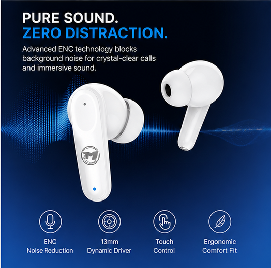 B303 Pure-Tone ENC Gaming Earbuds (Bluetooth 5.4, Low Latency Gaming Mode)