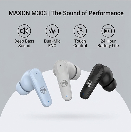 B303 Pure-Tone ENC Gaming Earbuds (Bluetooth 5.4, Low Latency Gaming Mode)