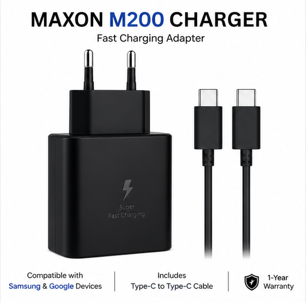 M-200 45W Fast Charger (Type C - C Super Fast Power Adapter for Samsung & Google Devices)