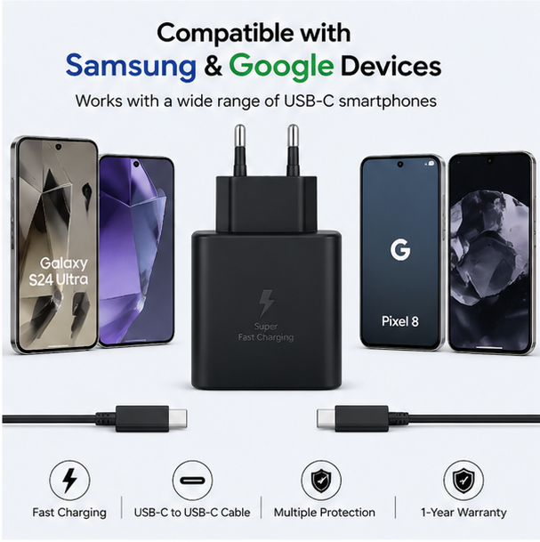 M-200 45W Fast Charger (Type C - C Super Fast Power Adapter for Samsung & Google Devices)