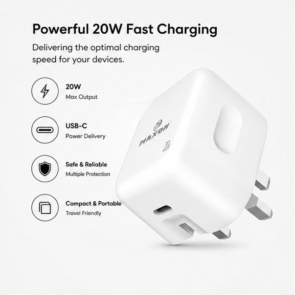 T-100 20W Fast Charger for iPhone (Type-C Power Adapter)