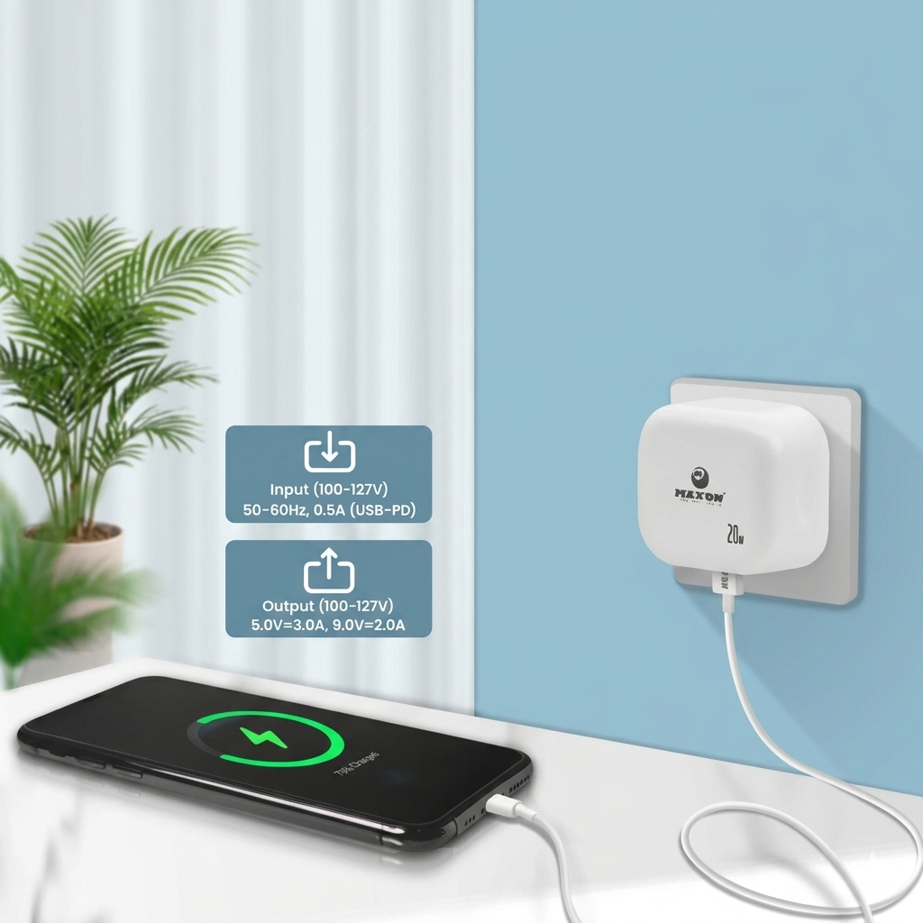 T-100 20W Fast Charger for iPhone (Type-C Power Adapter)