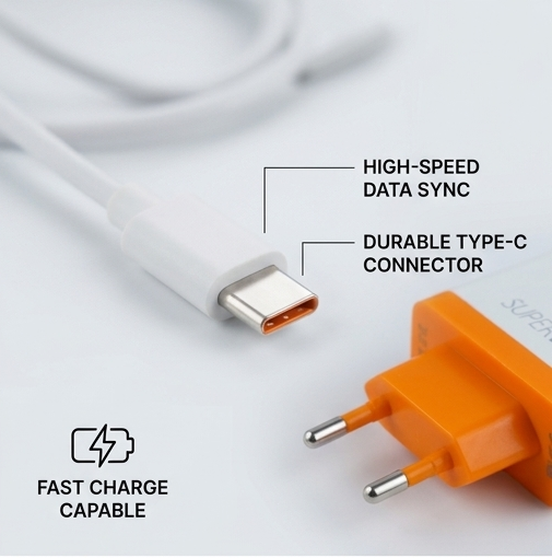 T-400 80W Super VOOC Fast Charger (USB-C Power Adapter for OnePlus, Realme & OPPO)