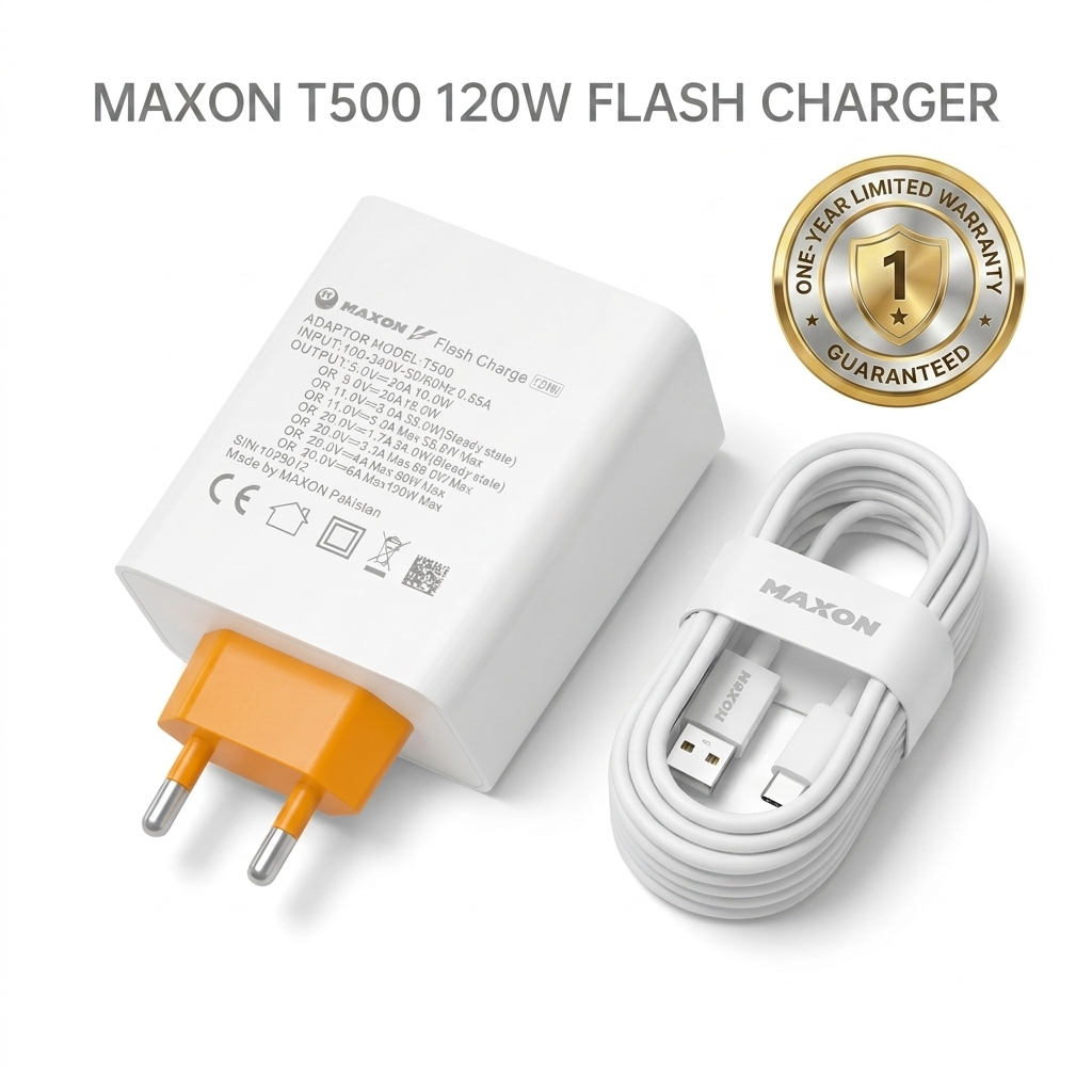 T-500 Flash 120W Fast Charger for Vivo (Type-C Cable Included)