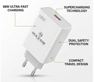T-600 68W All-Round Fast Charger (Type-C Cable Included | Infinix & Tecno Optimized)