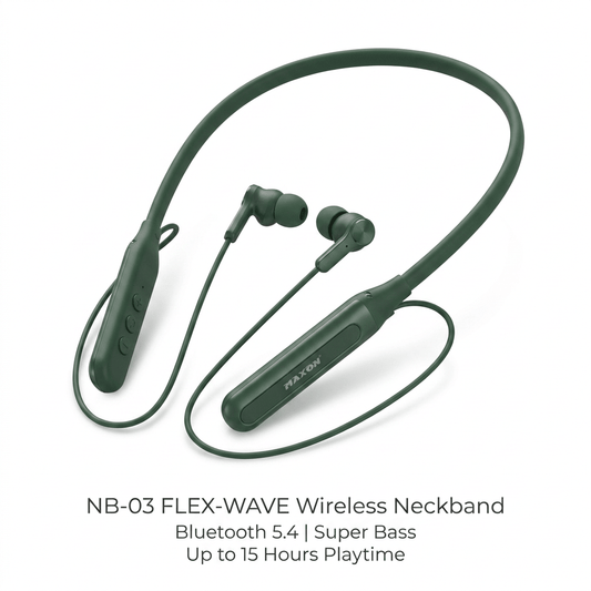 Maxon NB-03 FLEX-WAVE wireless neckband Pakistan – Bluetooth 5.4 with 15H battery