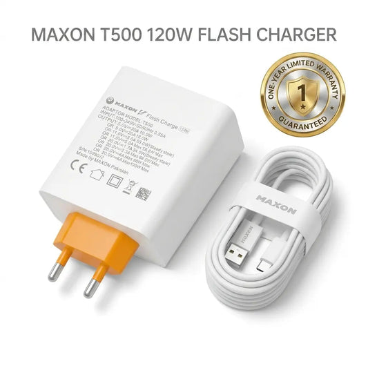 Maxon T-500 120W Flash fast charger for Vivo Pakistan – includes Type-C cable